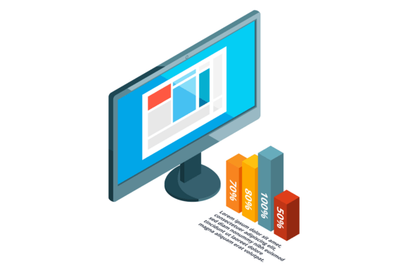 Infographic Report in Isometric Style. E