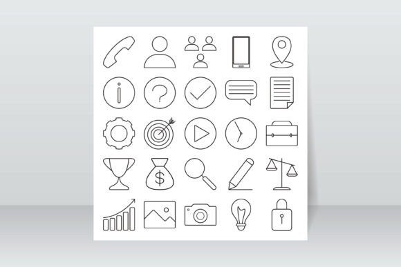 Set of Line Icons for Graphical User